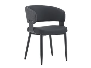 Chaises de salle à manger mid-century – lot 2, fauteuils tonneau rétro, dossier motif, cuir synthétique, pieds robustes