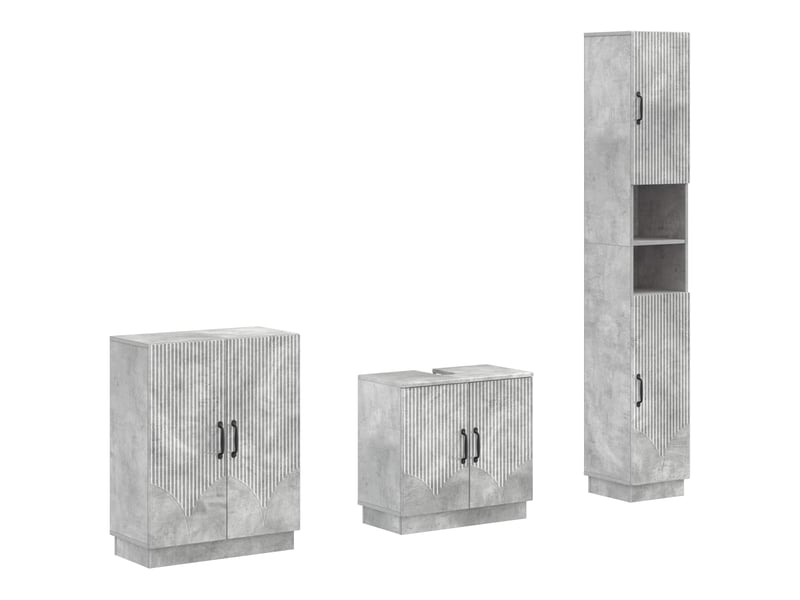  Ensemble de meuble de salle de bain 3 pièces hoorn gris béton cf63480  - Conforama A