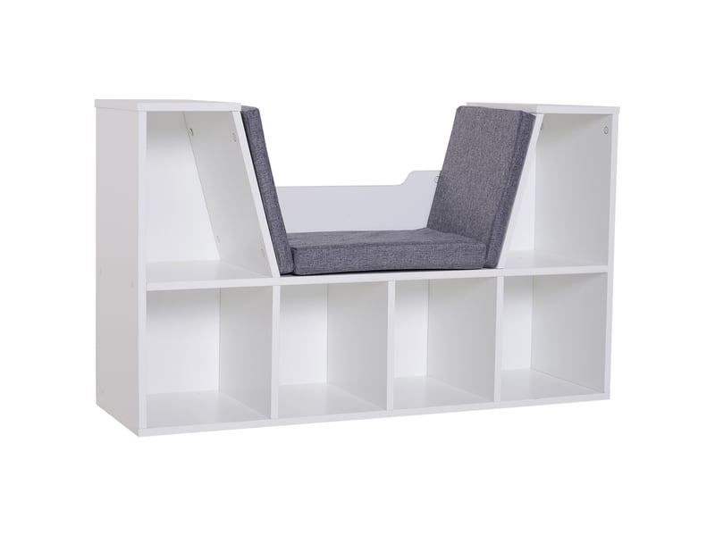 Bibliothèque banc 2 en 1 avec coussins de siège, étagère cube 6 compartiments ouverts et 2 niveaux, meuble de - Conforama A