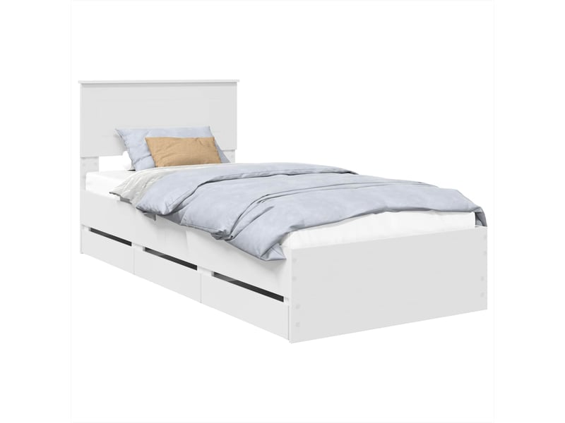  Lit simple- lit adulte -  cadre de lit avec tiroir blanc 90 x 200 cm bois ingénierie  - Conforama A