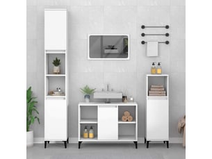 Ensemble de meubles salle de bain 3 pcs blanc bois d'ingénierie cf63939