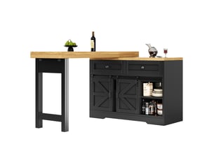 Îlot de cuisine avec table extensible pivotante en mdf 120-197x40x72 cm