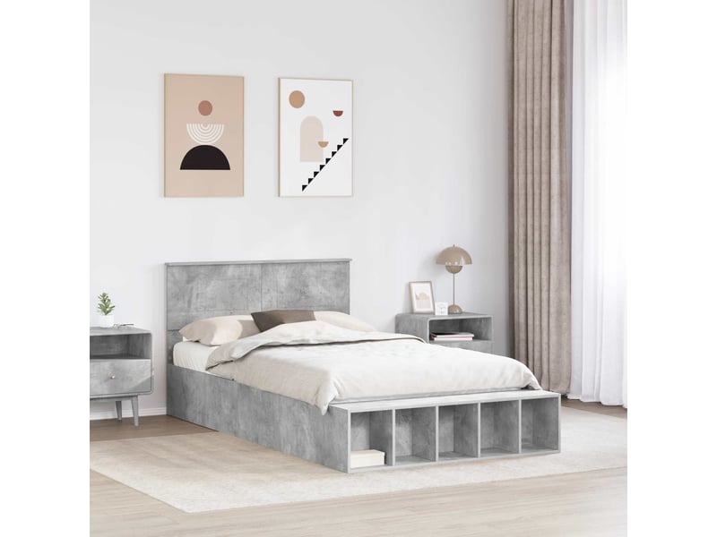  Lit double- lit adulte -  cadre de lit gris béton 120 x 190 cm bois d'ingénierie  - Conforama B