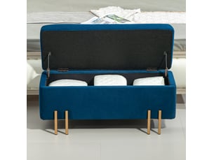 Banc coffre tcqpz rembourré avec rangement 100 x 40 x 42 cm polyester bleu foncé