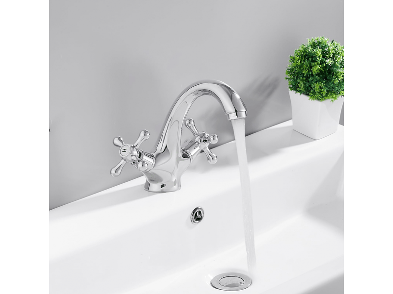  Robinet de cuisine,robinet de salle de bains monotrouble mélangeur eau froide et chaude,mitigeur eau chaude et froide monotrou en laiton  - Conforama C