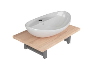 Meuble de salle de bain, armoire salle de bain en deux pièces céramique chêne cf65439