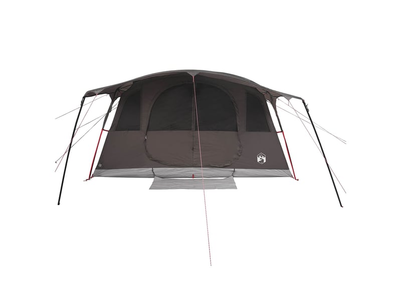 Tente tunnel, tente de camping 12 personne marron gris polyester et acier - Conforama E