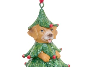 Suspension de sapin chien et sapin en résine 12 cm