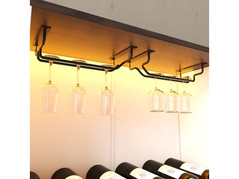 Vitrine 140 x 40 x 173 cm rangement éclairage led meuble de rangement prises électriques portes en verre acrylique rangements à bouteilles supports à verres à vin armoire haute  - Conforama D