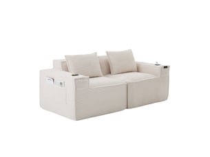 Canapé droit fixe <strong></strong> <strong></strong> 2 places Tissu beige