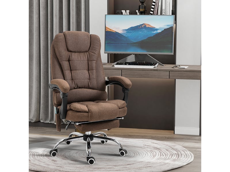  Fauteuil de bureau massant et chauffant, chaise de bureau, 65x70x119cm, marron  - Conforama C
