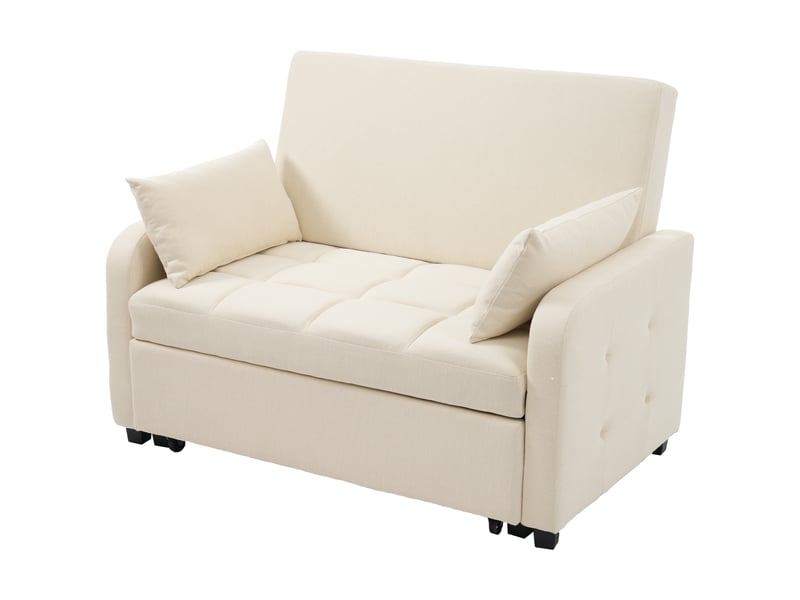  Canapé lit pliable 2 places en lin beige avec dossier réglable  - Conforama A