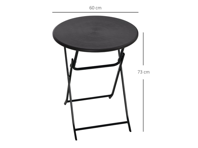 Table de jardin pliante ø60 cm aspect bois métal gris foncé  - Conforama C