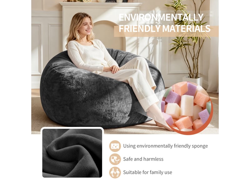  Pouf fauteuil 4ft 100 x 100 x 50 cm – gris foncé – assise modulable, pliable et gain de place  - Conforama E