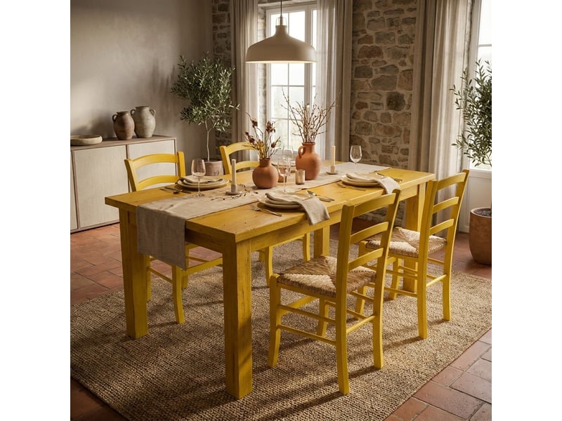  Lot de 2 chaises de salle à manger en bois massif anna - jaune  - Conforama B