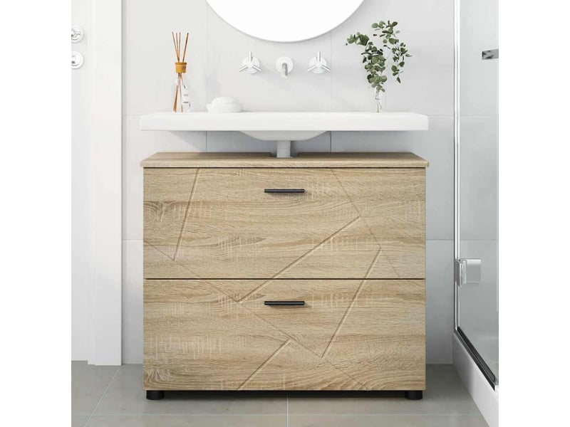  Cabinet de salle de bain, armoire salle de bain chêne sonoma 76,5 x 35 x 64 cm cf65359  - Conforama D
