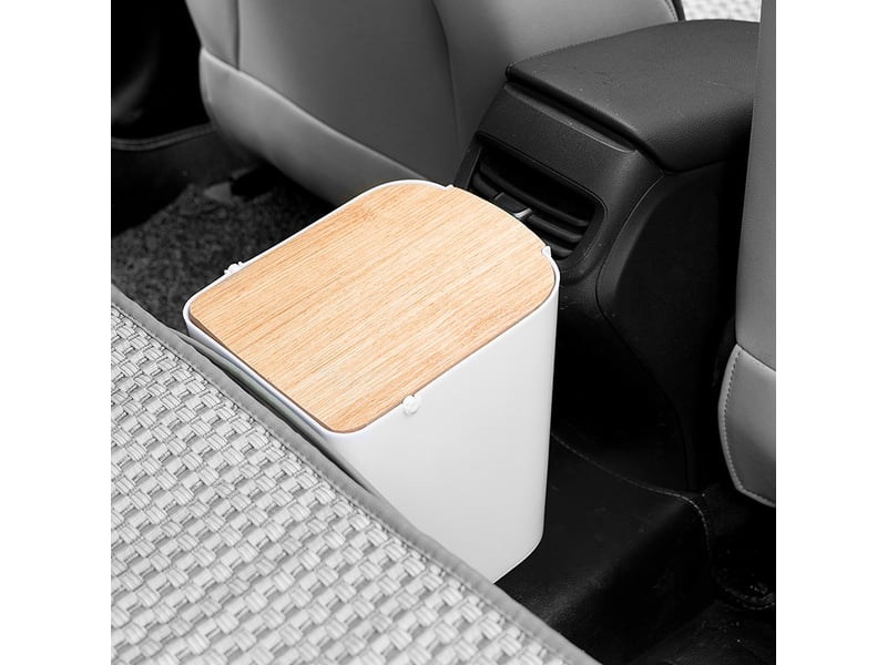 Poubelle à couvercle bambou 5l unique convient pour la cuisine, les toilettes - Conforama C