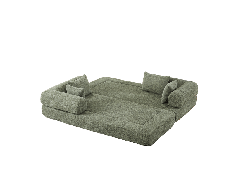 Canapé 2 places 4-en-1 en chenille vert 200x95x68 cm - Conforama E