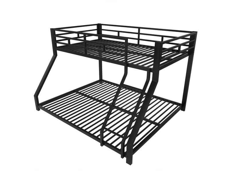  Lit superposé 90*200 cm 140*200 cm, noir, sans matelas, structure métallique, garde-corps et échelle, certifié en747  - Conforama A
