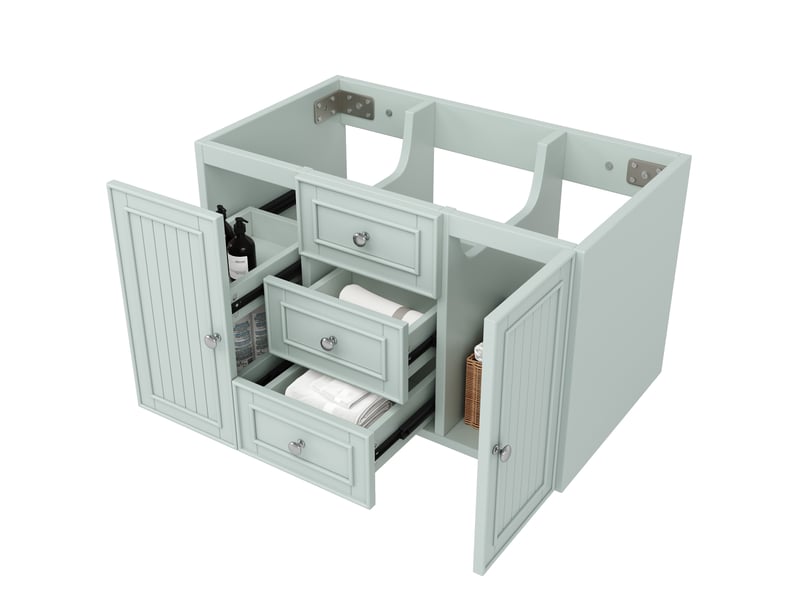  Meuble sous vasque suspendu avec 3 tiroirs et 1 porte, rangement en mdf vert pour salle de bain, 78,5 × 46 × 46,8 cm  - Conforama A