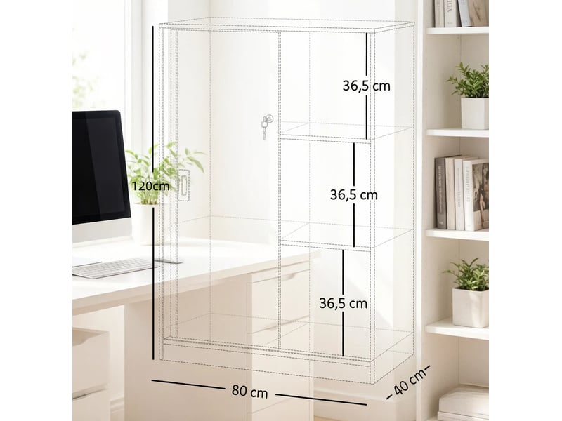  Armoire à dossiers 80x40x120 cm à 2 portes coulissantes verrouillables, noire  - Conforama E
