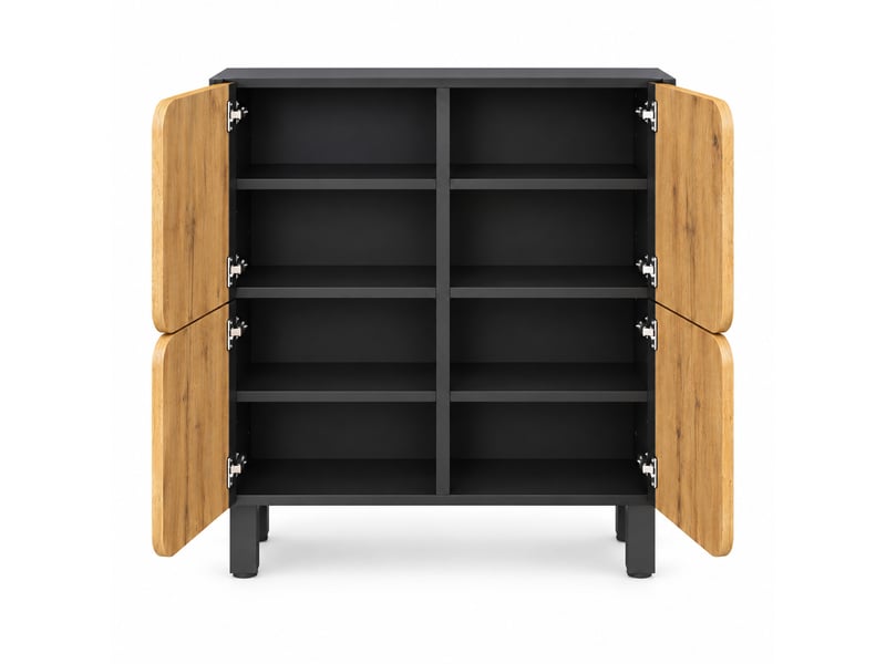  Meuble à chaussures 4 portes avec étagères réglables et pieds métal - design moderne  - Conforama A