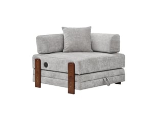 Canapé droit fixe <strong></strong> <strong></strong> 1 place Tissu gris avec coffre de rangement
