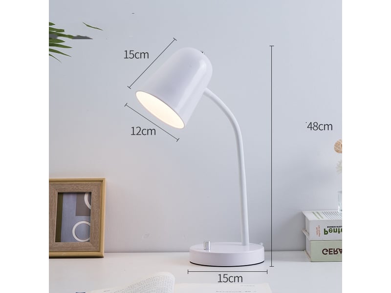  Lampe de bureau orientable pour bureau à domicile avec interrupteur à câble lecture blanc  - Conforama B