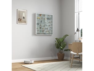 Tableau d'affichage en bois à 5 niveaux réglables avec portes vitrées, 80 x 9,5 x 83 cm, blanc