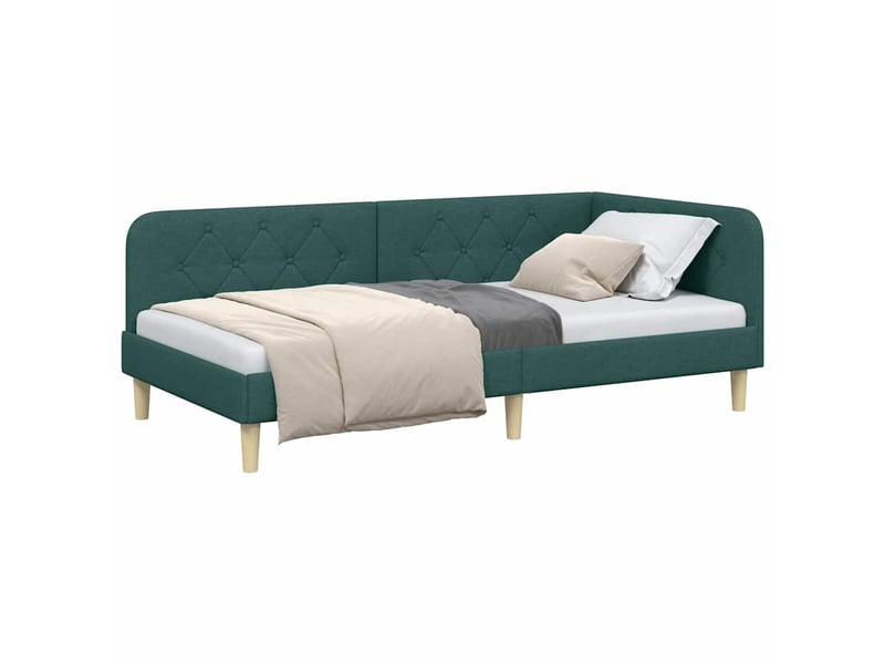  Lit simple- lit adulte -  cadre de lit d'angle vert foncé 90 x 190 cm tissu  - Conforama B