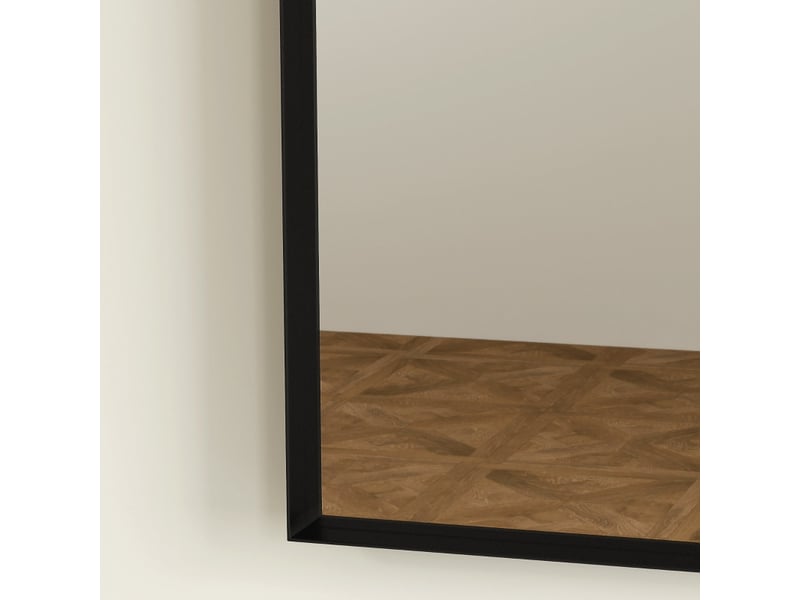  Miroir de salle de bain arqué, miroir mural noir 50x70 cm avec cadre en aluminium antirouille et verre hd pour salle d'eau  - Conforama D