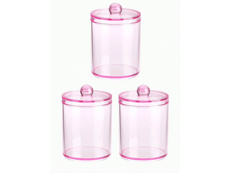 Lot de 3 pots distributeurs de cotons-tiges pour salle de bain - support en plastique rose pour cotons-tiges, disques de coton et cure-dents - Conforama A