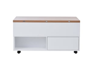 Table basse 100x50x40 cm avec plateau relevable, roulettes et 4 tiroirs - rangements salon