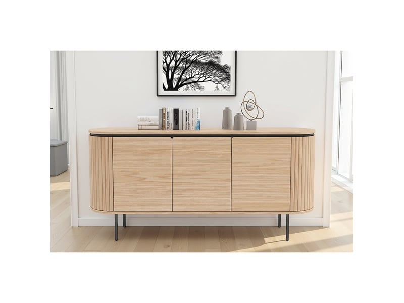  Buffet 160 cm 3 portes chêne clair et noir – collection sören  - Conforama B