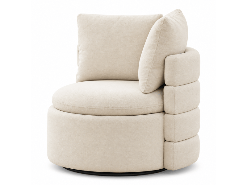  Fauteuil pivotant 360° ivoire avec rangement caché et coussin de dossier moelleux  - Conforama E