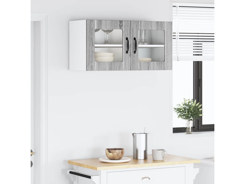 Meuble mural de cuisine, cabinet en verre mural gris sonoma 80x31x40cm - Conforama D