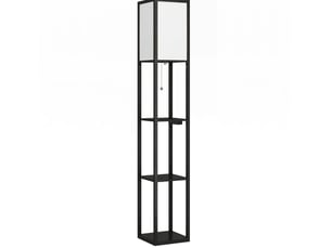 Lampadaire led 26x26x161 cm avec trois étagères, prise et ports usb noir chicfurn