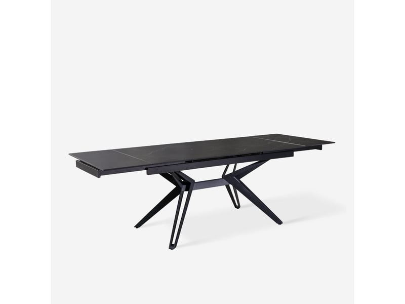  Table extensible en céramique et métal 160240x90 iulius - effet marbre noir  - Conforama C
