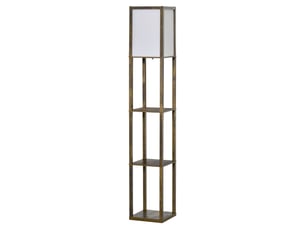 Lampadaire avec 3 étagères intégrées, douille e27, puissance 40 w, 26 x 26 x 160 cm, coloris bois