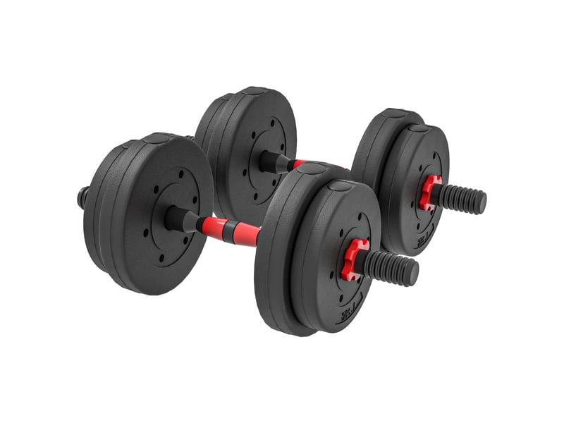  Ensemble d'haltères 2 en 1, barres courtes et longues réglables de 15 kg, entraînement de musculation professionnel, noir  - Conforama B