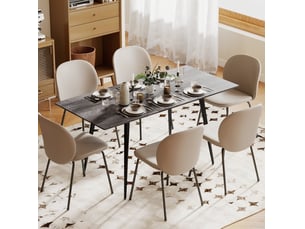 Table extensible pour 6 à 8 personnes avec rallonge intégrée, pieds réglables en acier, gris, 160 × 75 × 77 cm