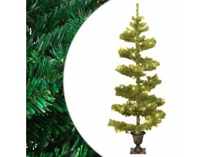 Sapin de noël - arbre de noël hélicoïdal pré-éclairé avec pot vert 120 cm pvc