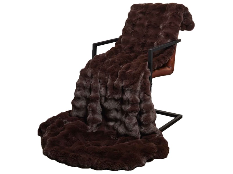  Couverture décorative, couverture antidérapante en fausse de lapin 4 pc camel shl90240  - Conforama C