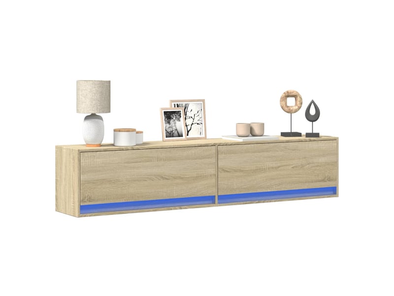  Meuble tv - banc tv - meuble de rangement mural avec led chêne sonoma 180x31x38 cm  - Conforama B