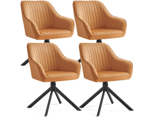 Lot de 4 chaise de salle à manger pivotante design en velours confort 58 x 60 x 81,5 cm en acier marron caramel 12_0012963