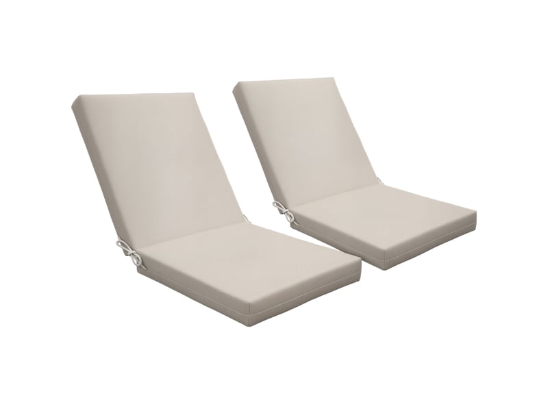  Lot de 2 coussins d'extérieur pour fauteuil chaise à dossier avec attaches rembourrage 8 cm, dim. 112l x 51l cm, beige  - Conforama A