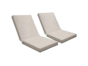 Lot de 2 coussins d'extérieur pour fauteuil chaise à dossier avec attaches rembourrage 8 cm, dim. 112l x 51l cm, beige
