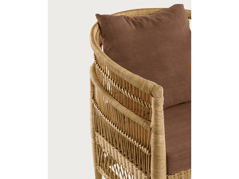  Lusso marron - fauteuil de jardin en rotin avec coussin d'assise amovible marron  - Conforama E