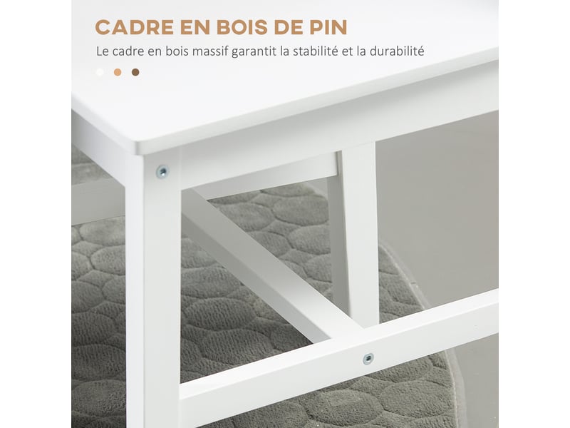  Lot de 2 chaises de salle à manger en bois massif chaise de cuisine dossier lattes campagne esprit blanc  - Conforama R