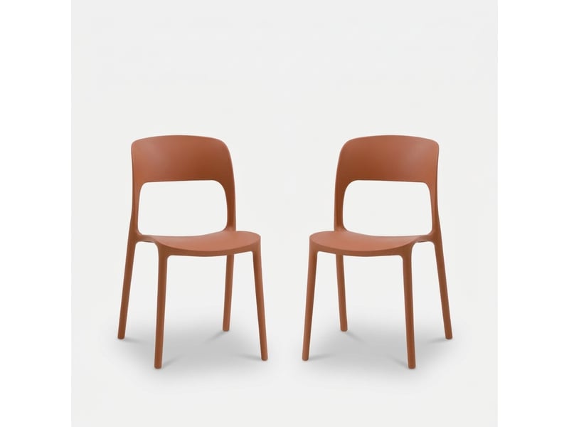  Lot de 2 chaises de salle à manger empilables numana - rouge  - Conforama A